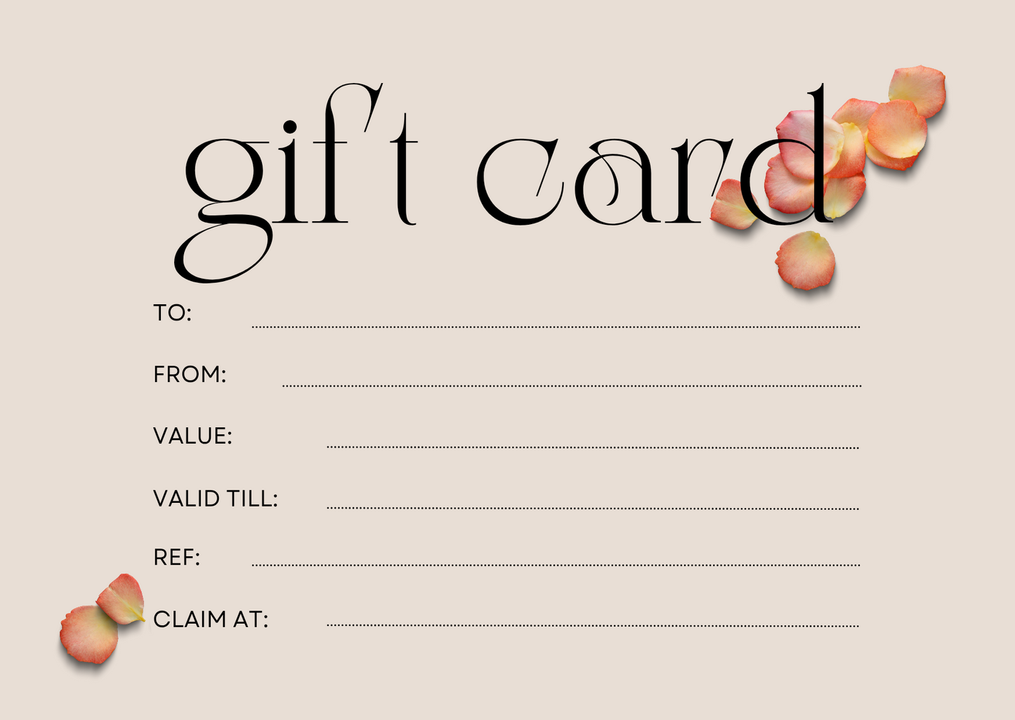 Gift Cards Rose Petals