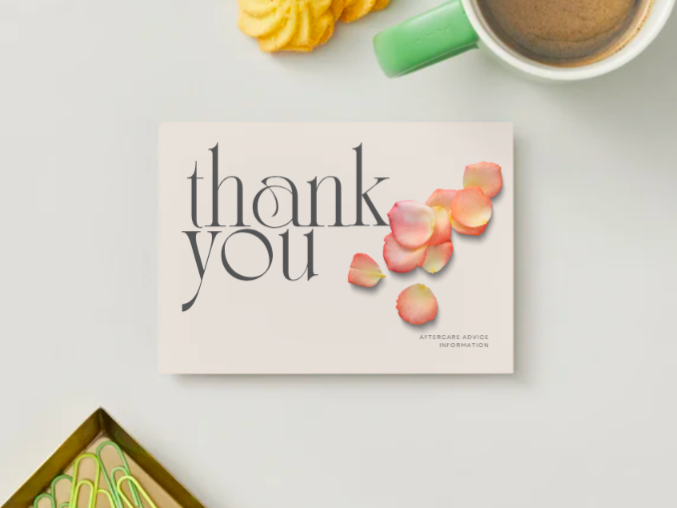 Aftercare Advice Cards Rose Petals