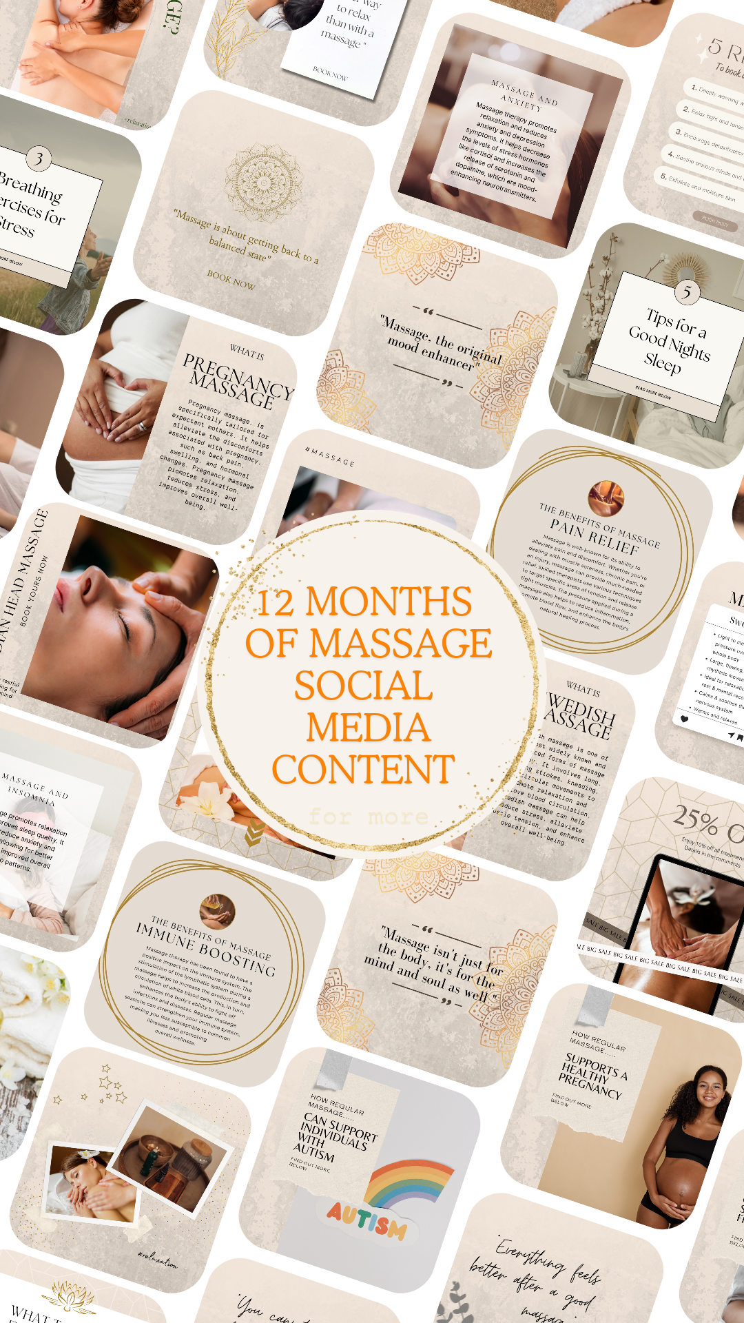 Massage Social Media Content - 12 MONTHS OF POSTS AND ARTICLES
