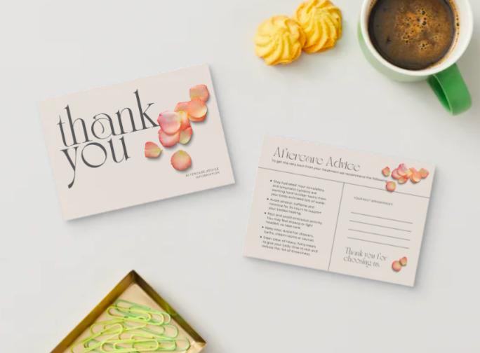Aftercare Advice Cards Rose Petals