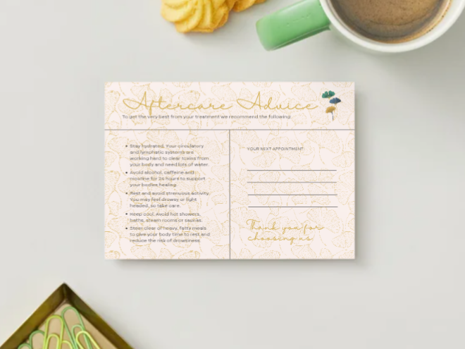 Aftercare Advice Cards Ginkgo Leaf
