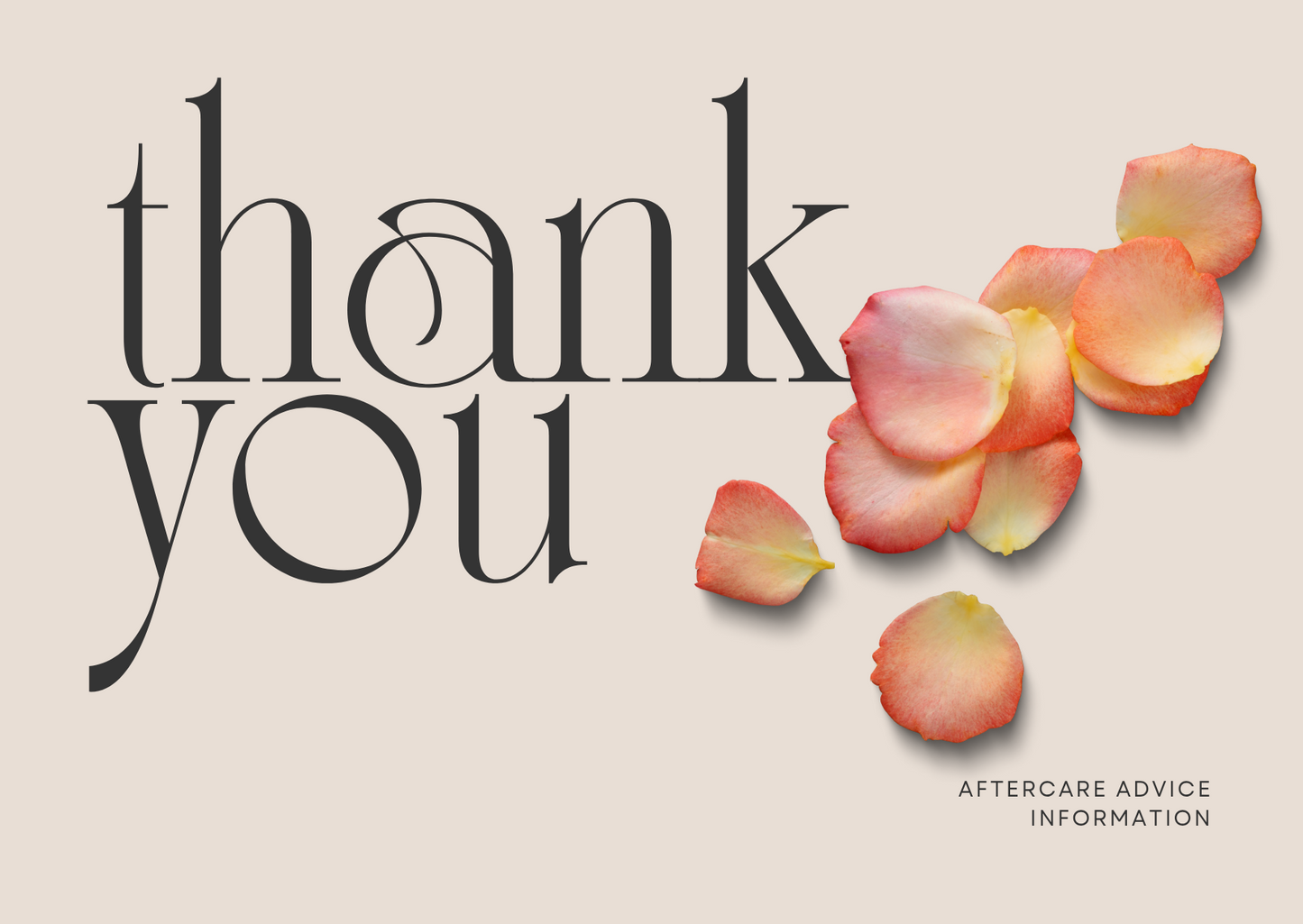 Aftercare Advice Cards Rose Petals